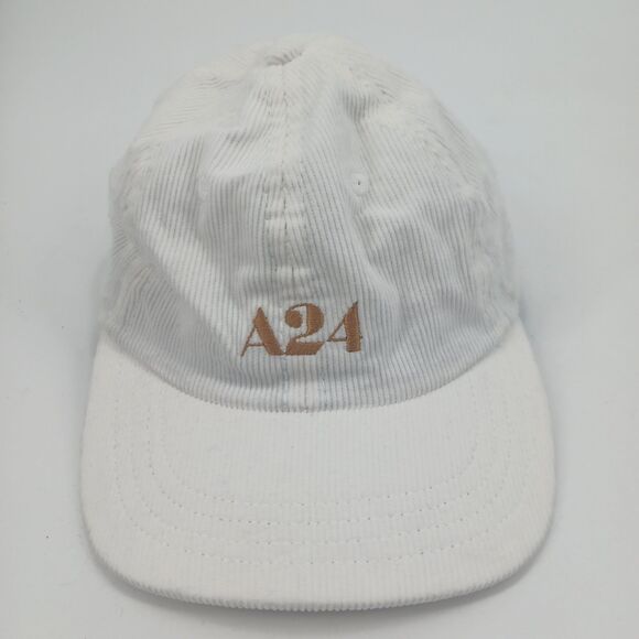 A24 Films LLC Embroidered Logo White Corduroy Baseball Cap Hat Adjustable main image 6